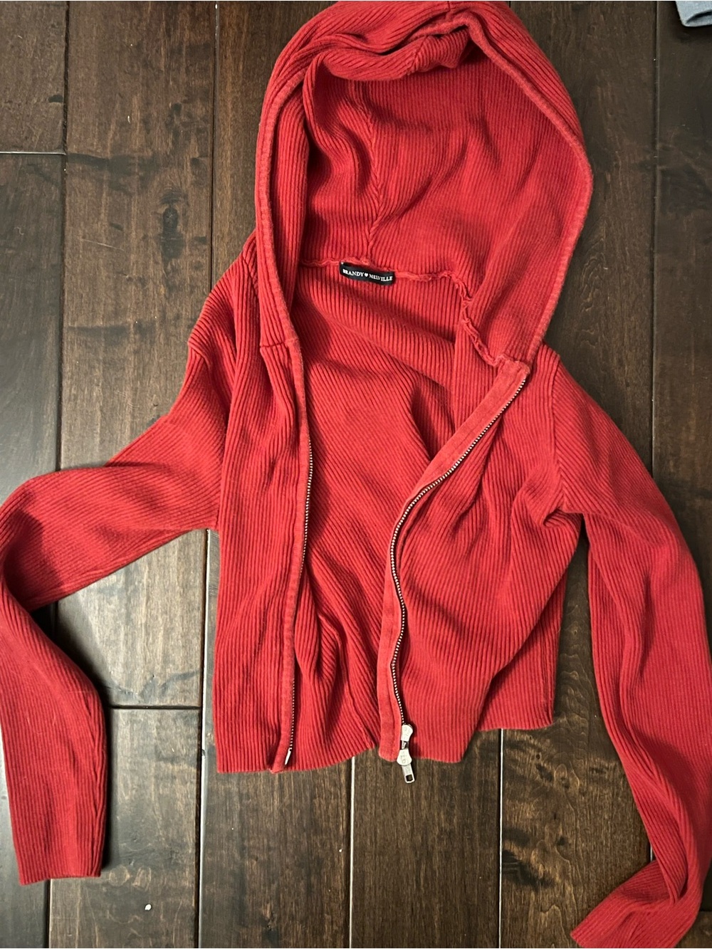 Brandy Melville red Arden zip up hoodie